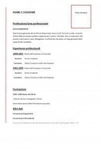 curriculum vitae formato europeo 2013 da scaricare