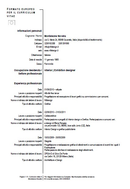 Esempi Di Curricula In Italiano