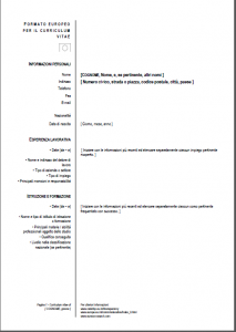 Modello Curriculum europeo : Modello Curriculum