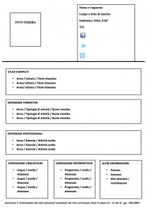 curriculum vitae da compilare e stampare in italiano