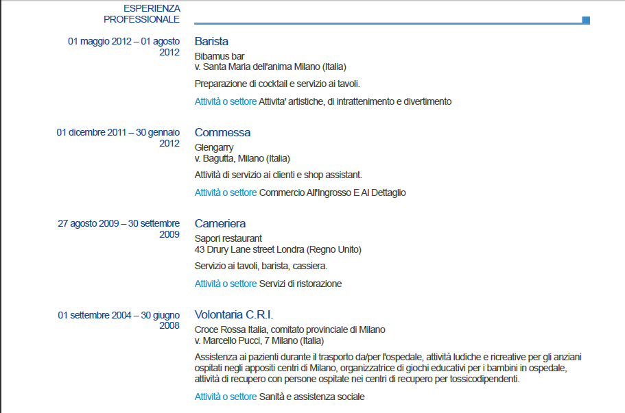 Curriculum Vitae Europass Istruzioni Per La Compilazione