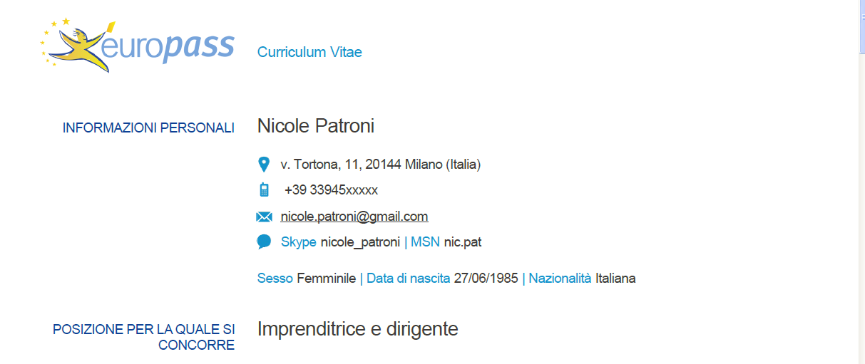 come si compila curriculum vitae europass