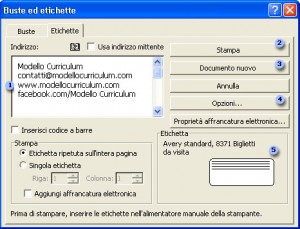 Biglietto da visita con Word